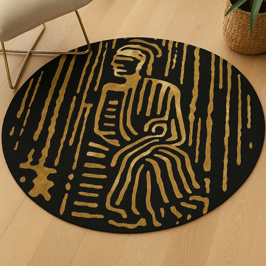 Golden Heritage Abstract Round Rug