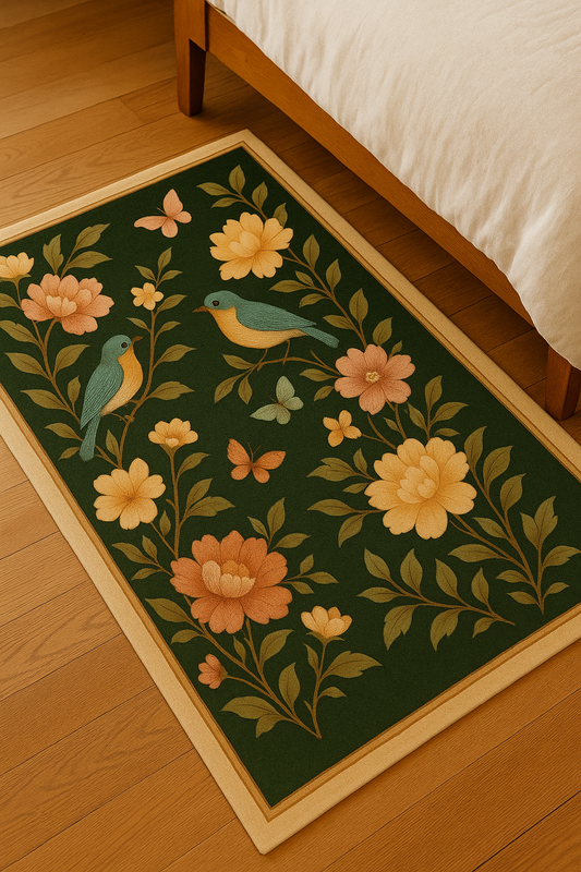 Emerald Bloom Garden Rug