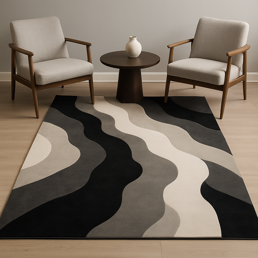 Monochrome Wave Rug