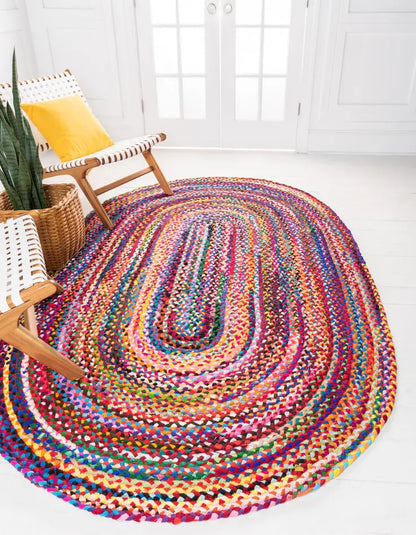 Handwoven Oval Braided Area Rug (Vibrant Colors, Eco-Friendly)