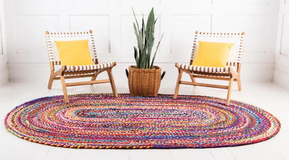 Handwoven Oval Braided Area Rug (Vibrant Colors, Eco-Friendly)