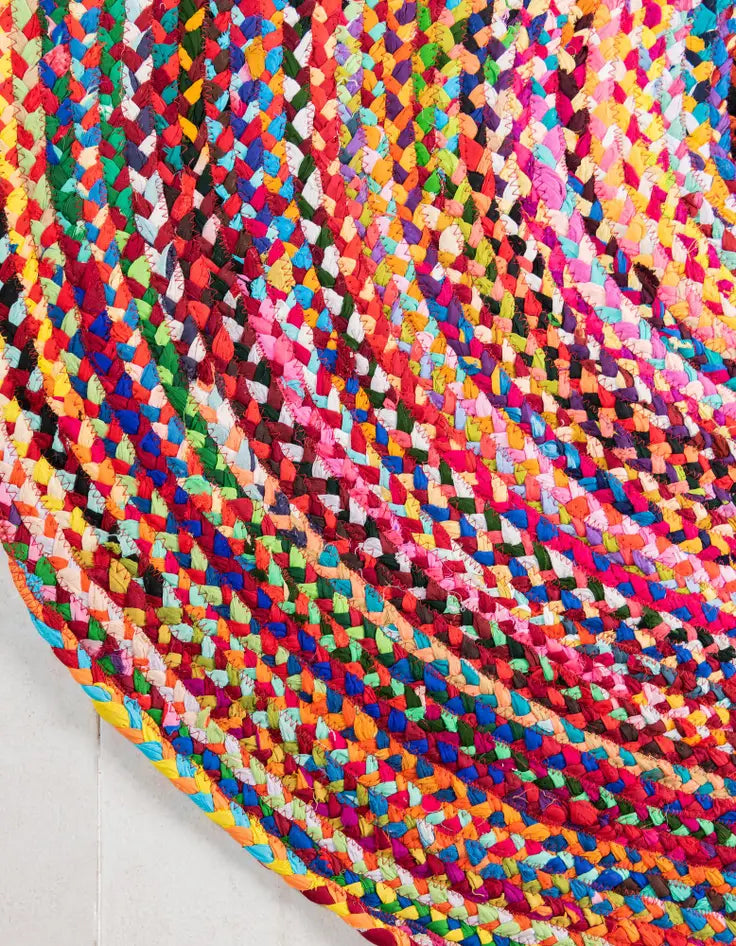 Handwoven Oval Braided Area Rug (Vibrant Colors, Eco-Friendly)