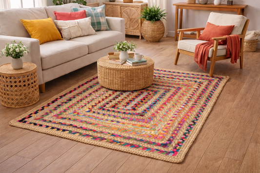 Handwoven Braided Area Rug (Vibrant Colors, Eco-Friendly)