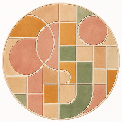 Sunrise Geometry Round Wool Rug
