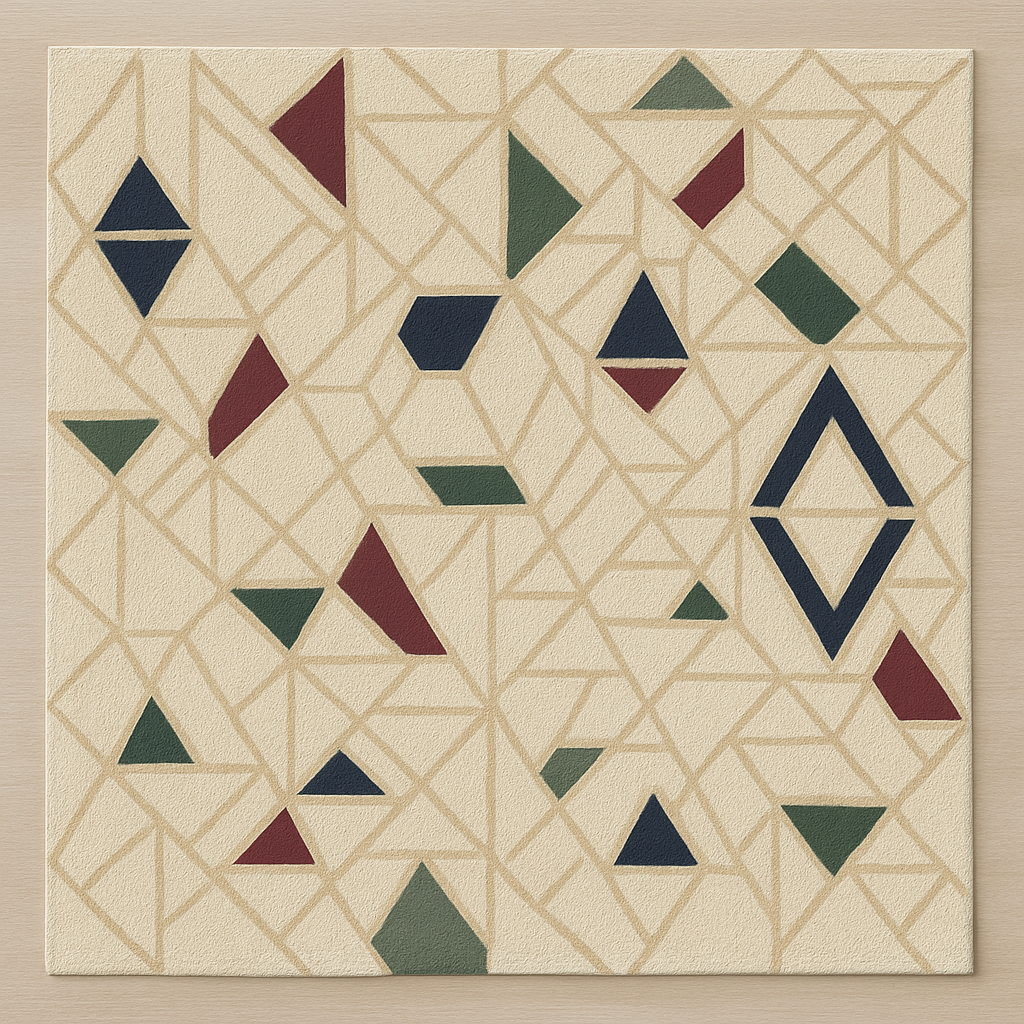 Square Geometric Rug with Bold Color Accent Rug