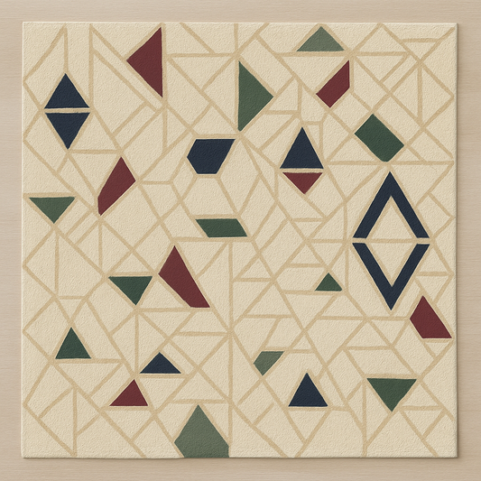 Square Geometric Rug with Bold Color Accent Rug