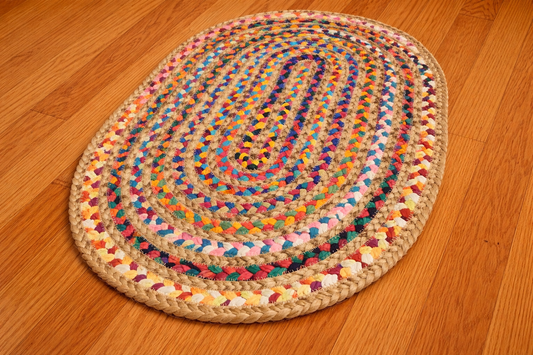 Handwoven Oval Braided Area Rug (Vibrant Colors, Eco-Friendly)