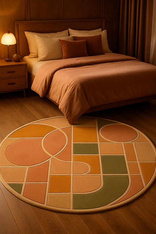 Sunrise Geometry Round Wool Rug