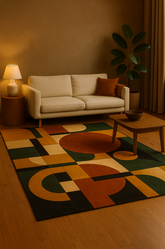 Midnight Terra Geometry Wool Rug