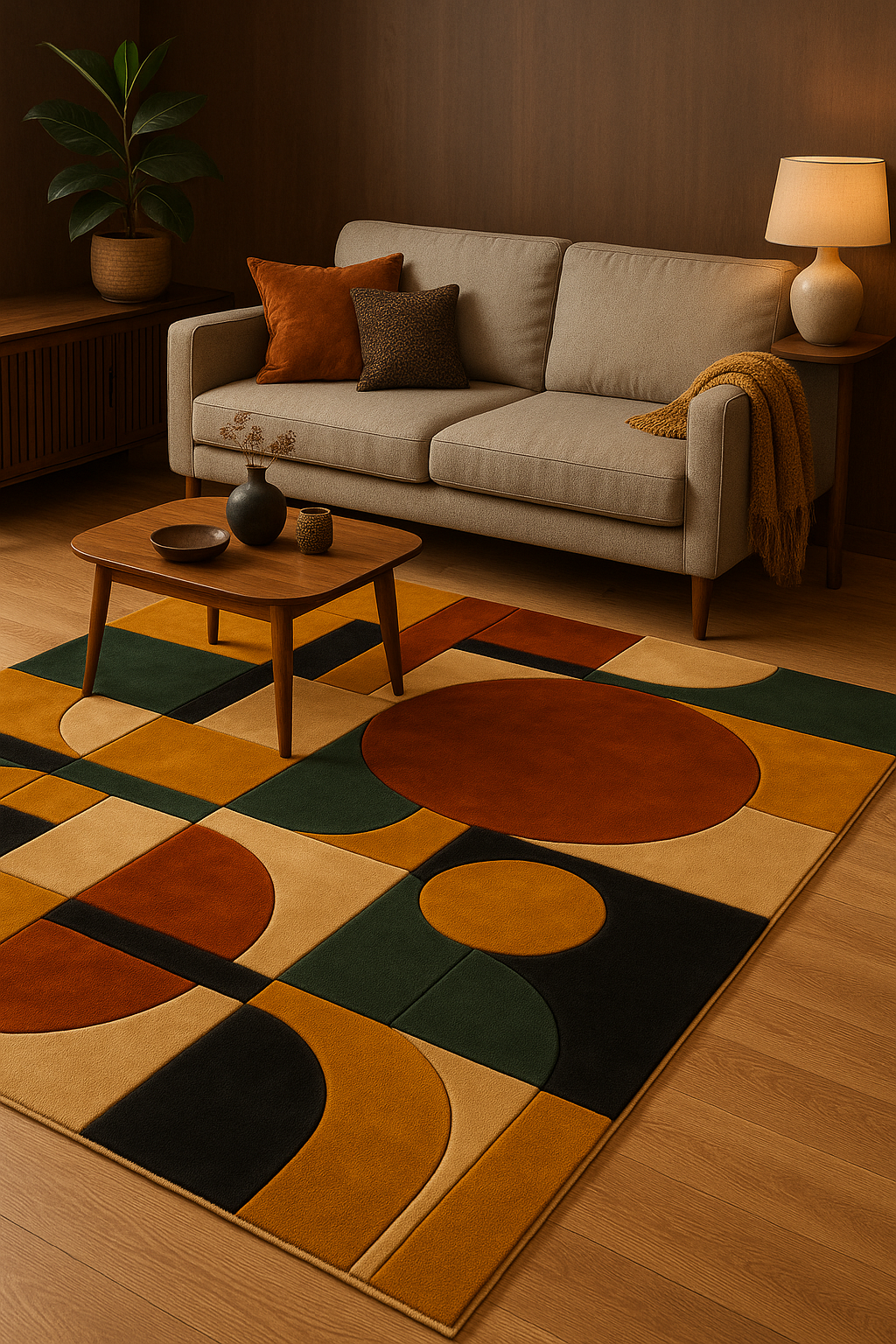 Midnight Terra Geometry Wool Rug