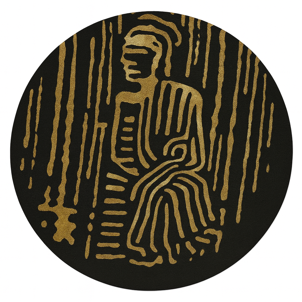 Golden Heritage Abstract Round Rug