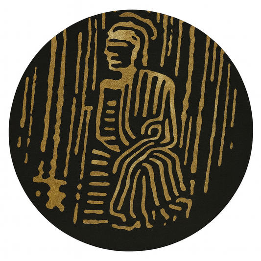 Golden Heritage Abstract Round Rug