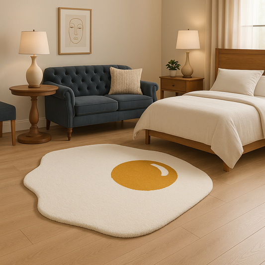 Sunny Side Up – Fried Egg Rug Hand-Tufted Wool Accent Rug