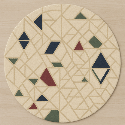 Round Geometric Rug with Bold Color Accent Rug