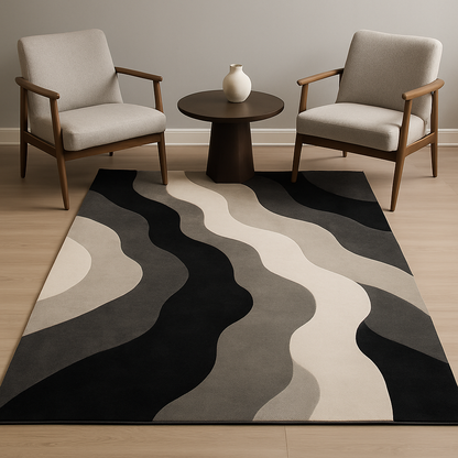 Monochrome Wave Rug