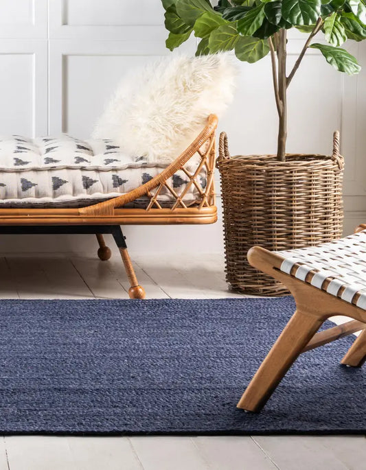 Handwoven Natural Jute Rug – Striped Textured Carpet for Home & Office