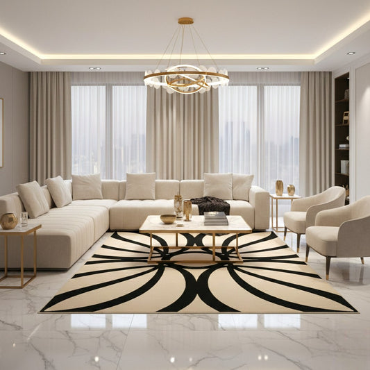 The Noir Petal Symmetry Wool Rug