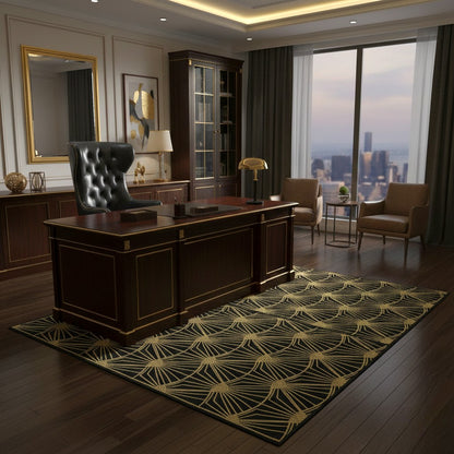 The Golden Deco Fan Wool Rug