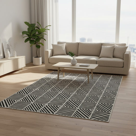 The Monochrome Prism Grid Wool Rug