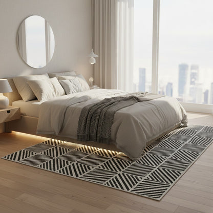 The Monochrome Prism Grid Wool Rug