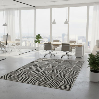 The Monochrome Prism Grid Wool Rug
