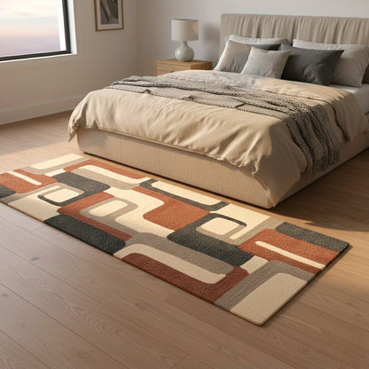 The Retro Curve Blocks Wool Runner Rug