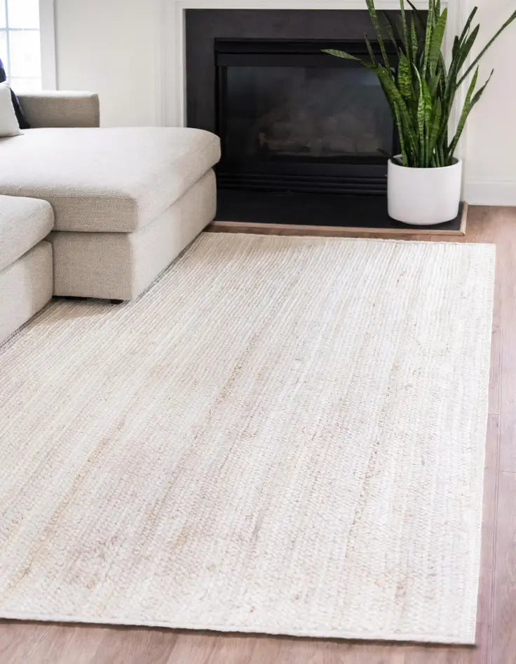 Handwoven Natural Jute Rug – Striped Textured Carpet for Home & Office