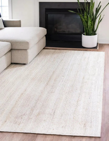 Handwoven Natural Jute Rug – Striped Textured Carpet for Home & Office