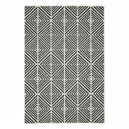 The Monochrome Prism Grid Wool Rug