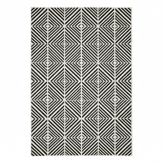 The Monochrome Prism Grid Wool Rug
