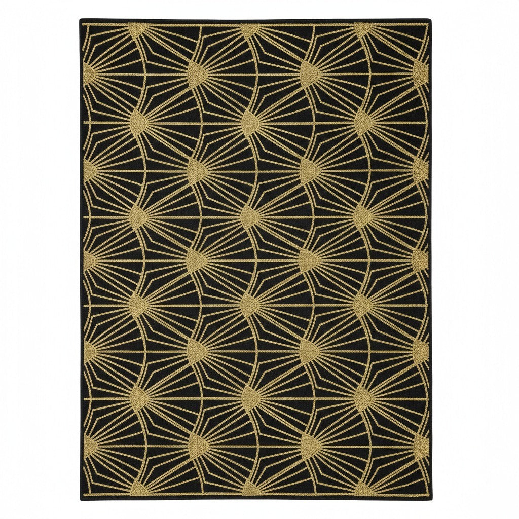 The Golden Deco Fan Wool Rug